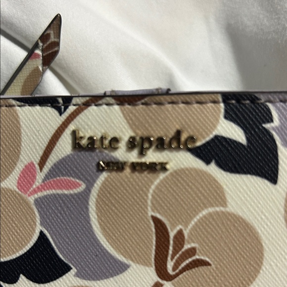 kate spade Floral Print Long Wallet in Beige, Black, Light Purple - Picture 8 of 8